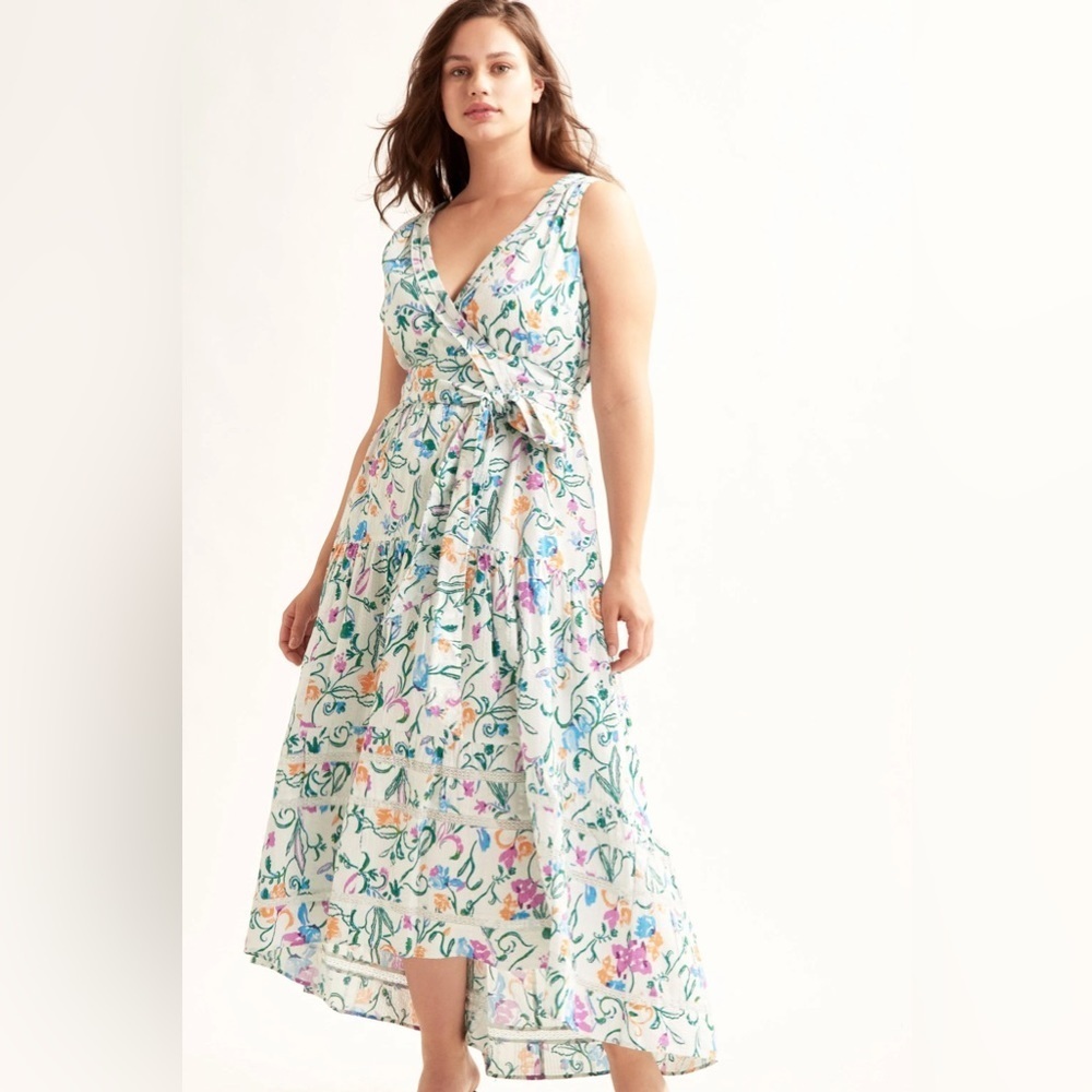 Tanya Taylor Neves Floral Hi Low Midi Dress Size 2